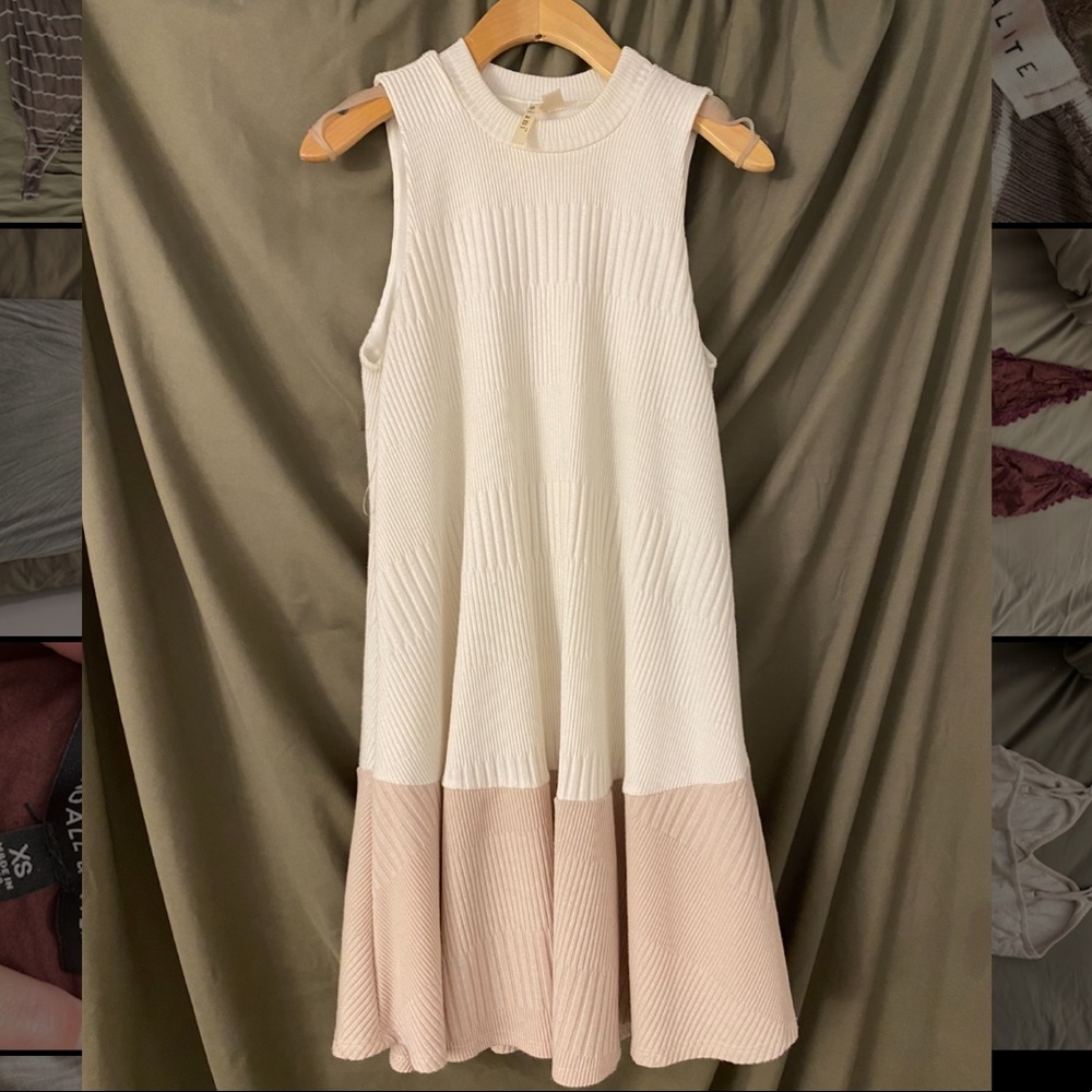 White and tan Shift dress size small
